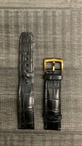 BAUME & MERCIER Black Padded Crocodile Leather Watch Strap - $650 APR VALUE w/ CoA! ✓