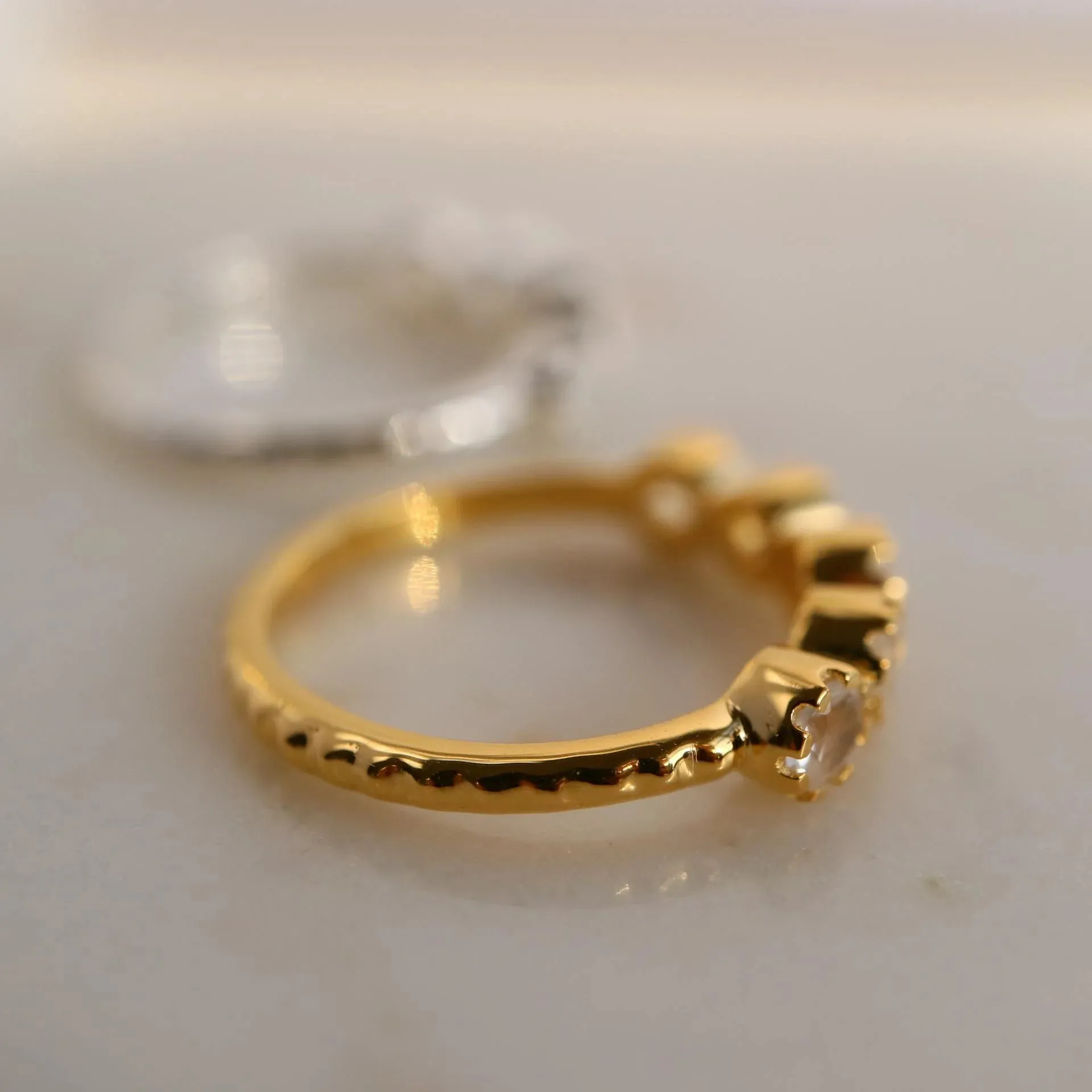 Blossom - Moonstone Stackable Gold Ring