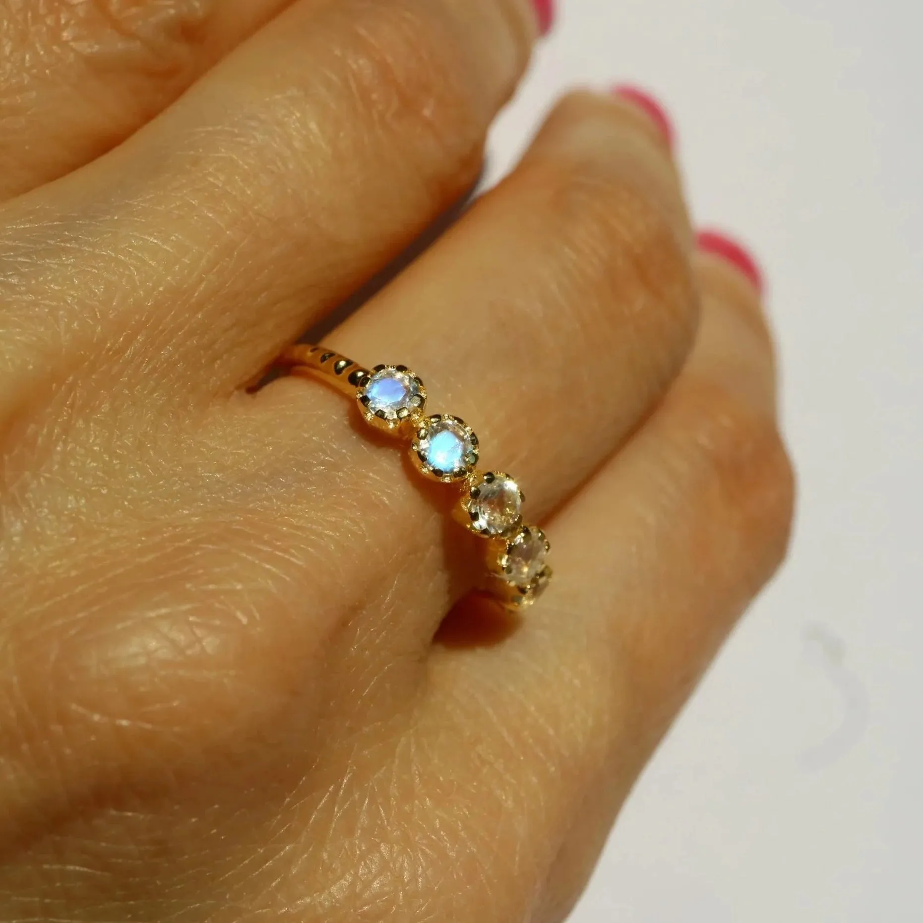 Blossom - Moonstone Stackable Gold Ring