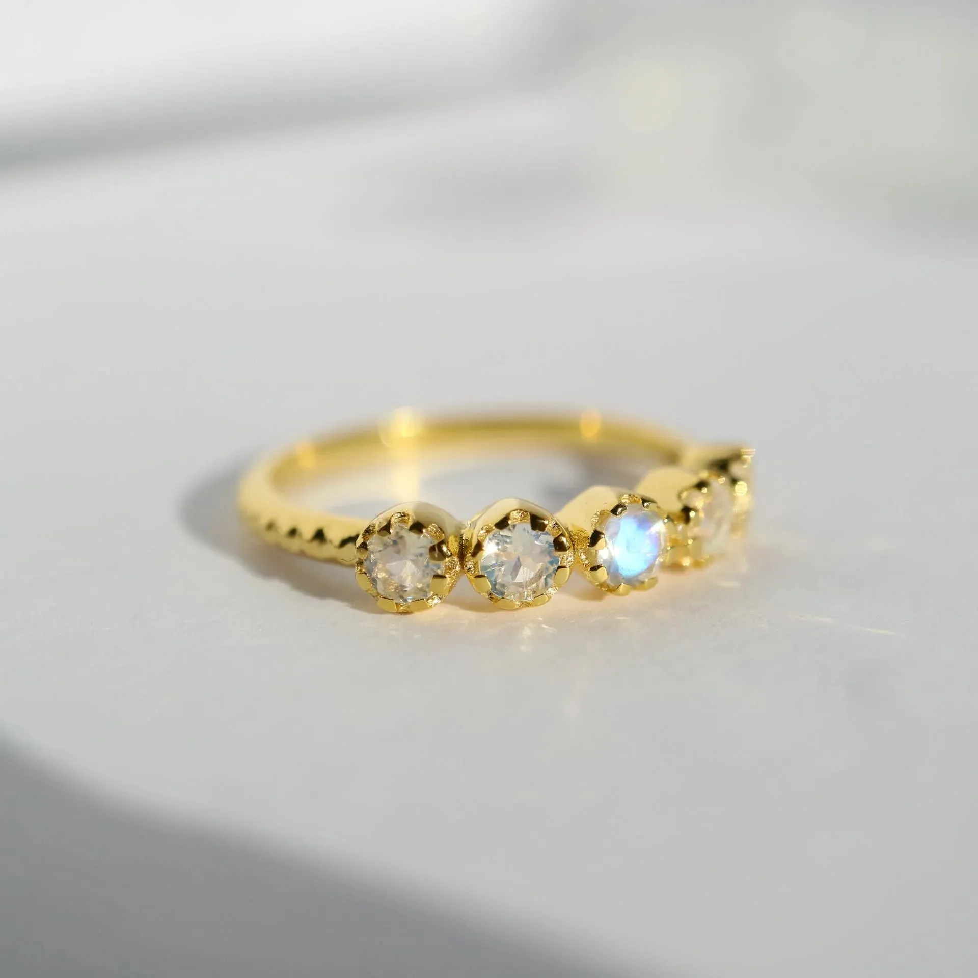 Blossom - Moonstone Stackable Gold Ring