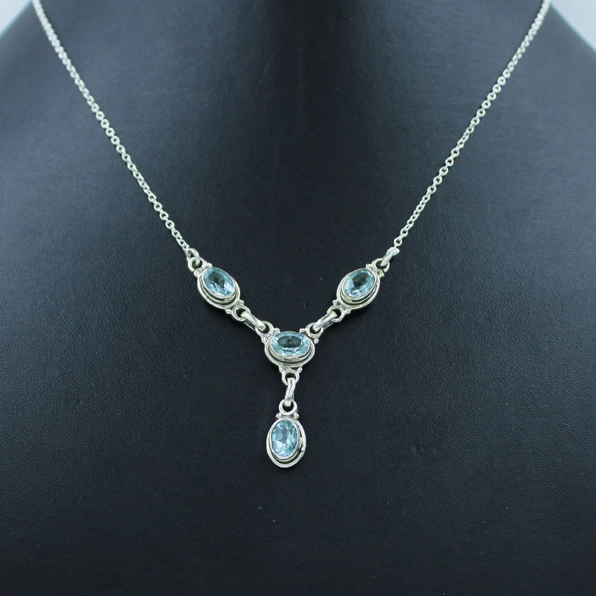 Blue Topaz Solid Silver Necklace