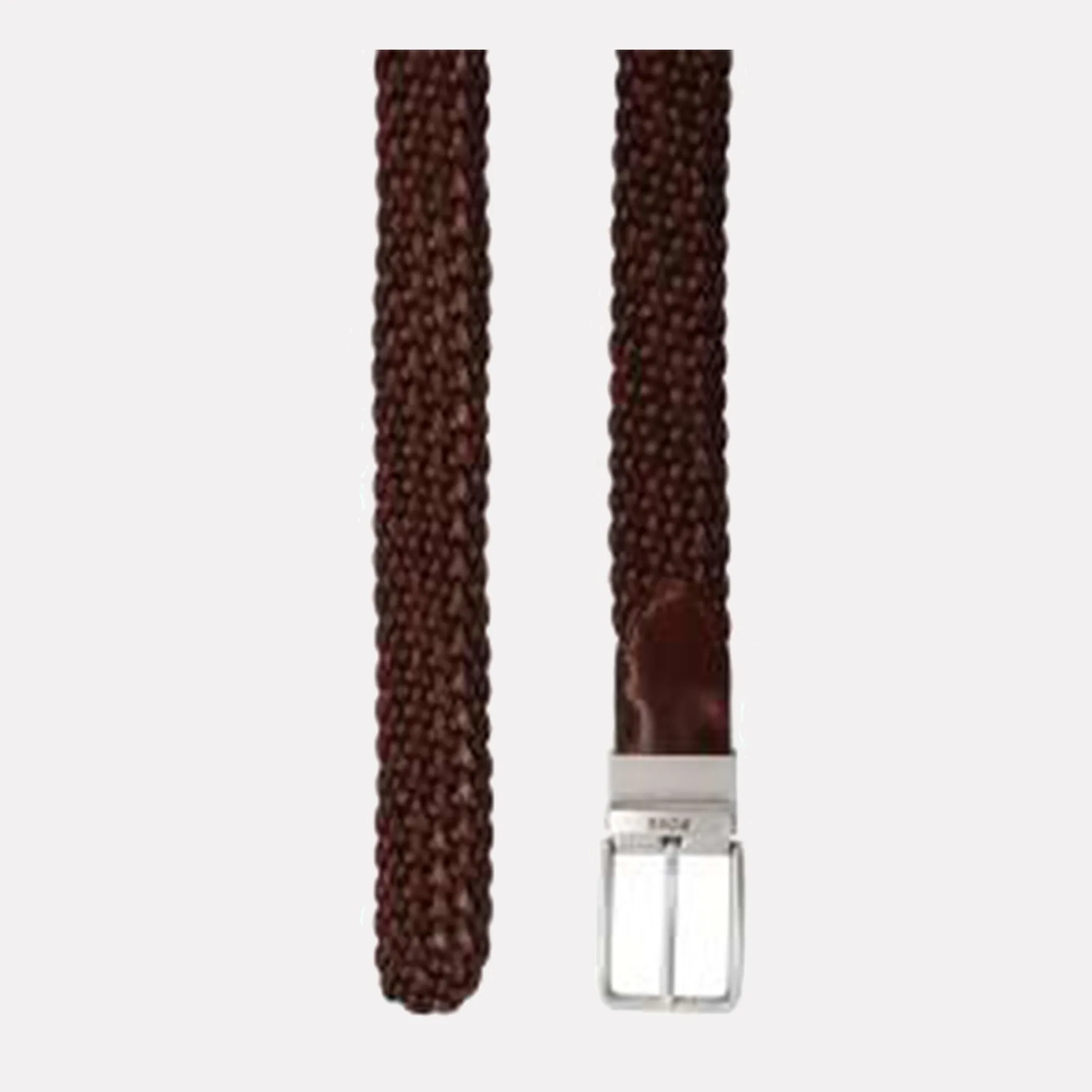 BOSS "Oliver" Gift Boxed Reversible Braided Belt with Pewter Buckle / Dark Brown and Navy