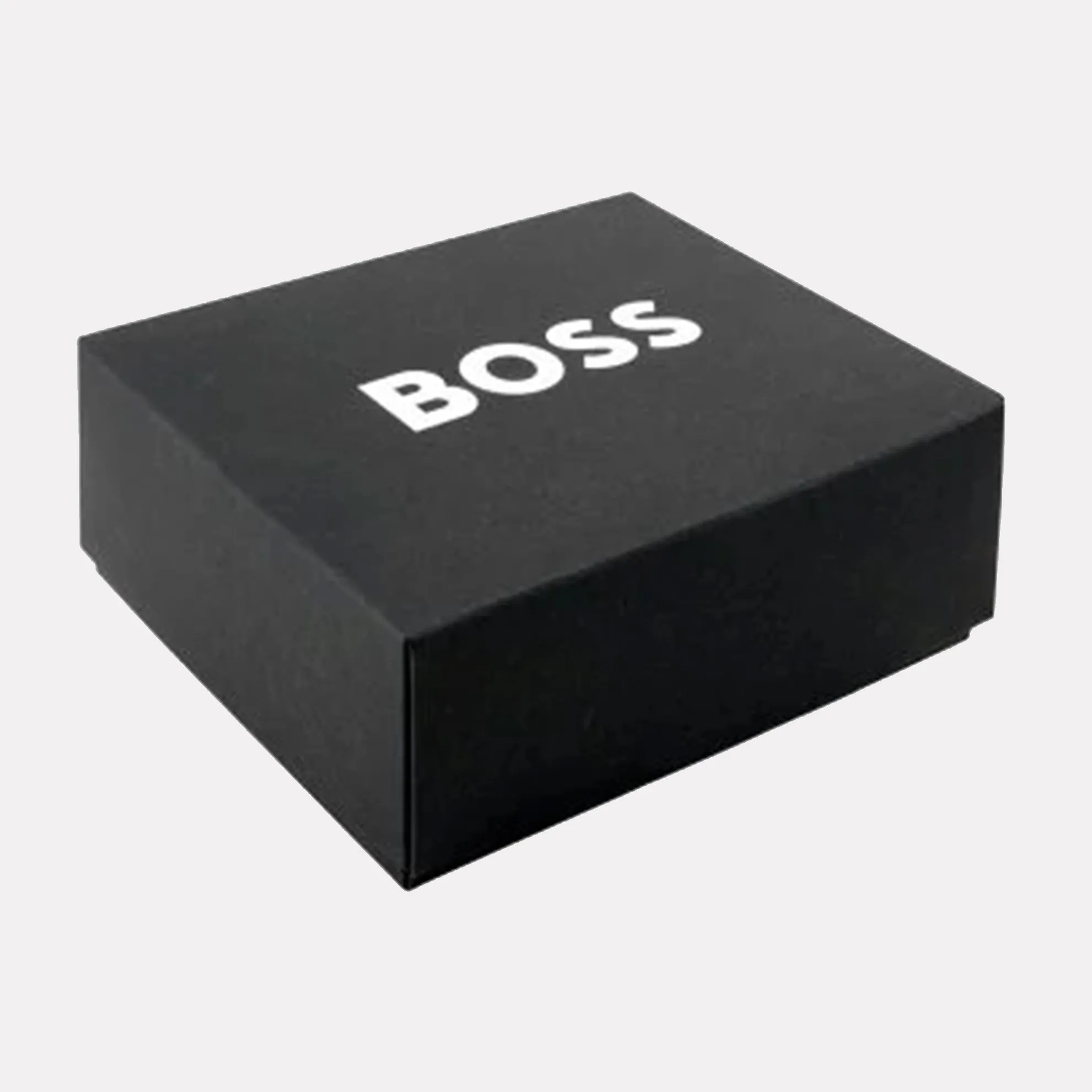 BOSS "Oliver" Gift Boxed Reversible Braided Belt with Pewter Buckle / Dark Brown and Navy