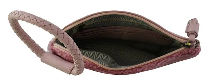 BP204SH Sherpa Cuff Handle Tassel Wristlet/Clutch