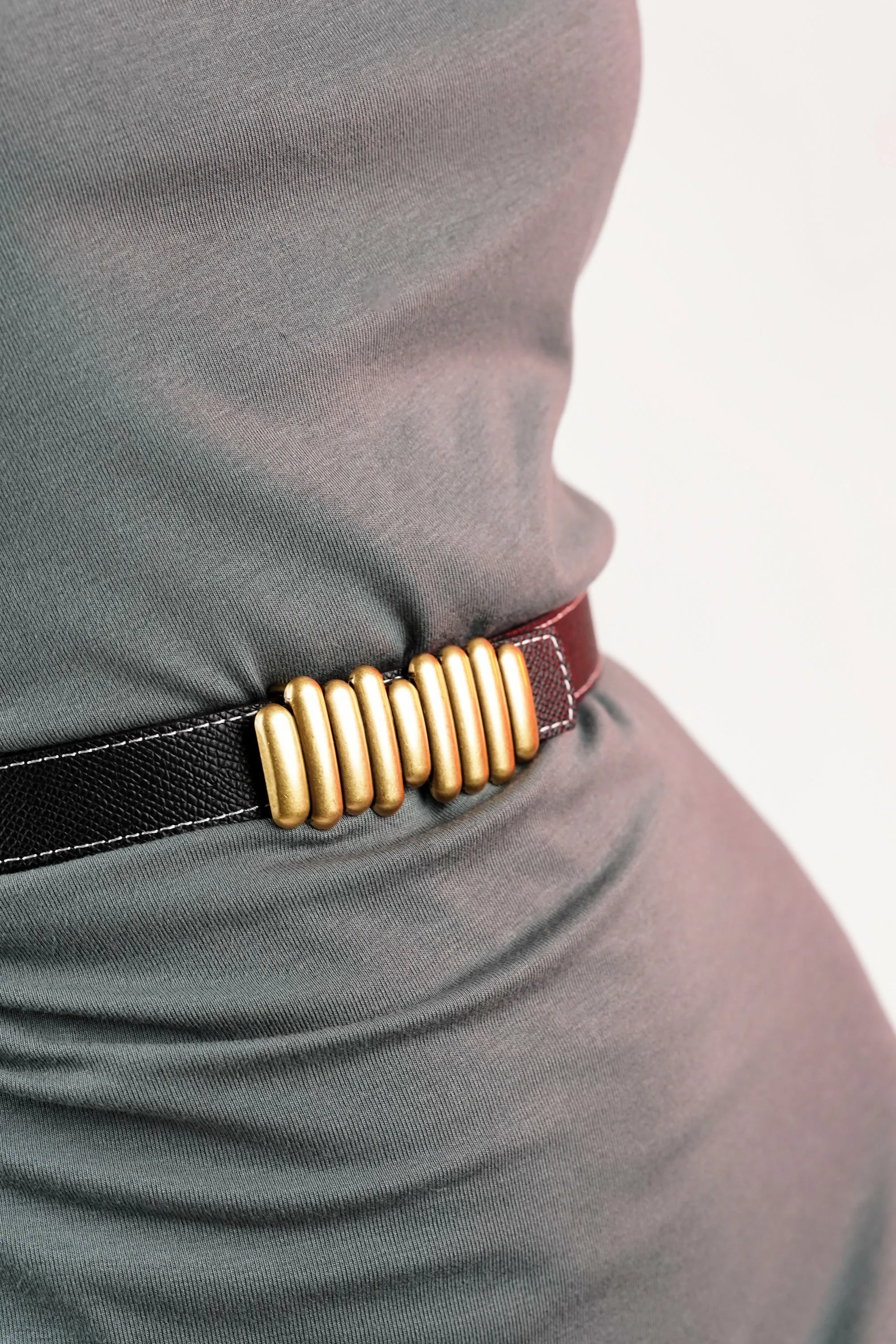 Brown Black Bar Reversible Buckle Belt