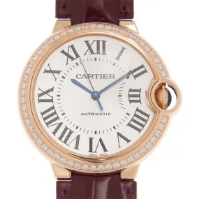 Cartier Ballon Bleu Silvered Sunray Dial Automatic Ladies 18kt Rose Gold Watch WJBB0034