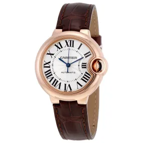 Cartier Balloon Bleu Silvered 18kt Pink Gold Opaline Flinque Dial Ladies Watch W6920097