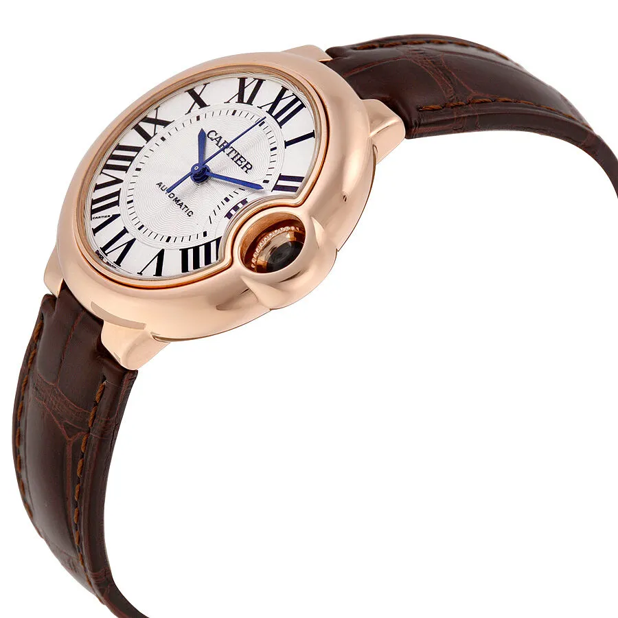 Cartier Balloon Bleu Silvered 18kt Pink Gold Opaline Flinque Dial Ladies Watch W6920097