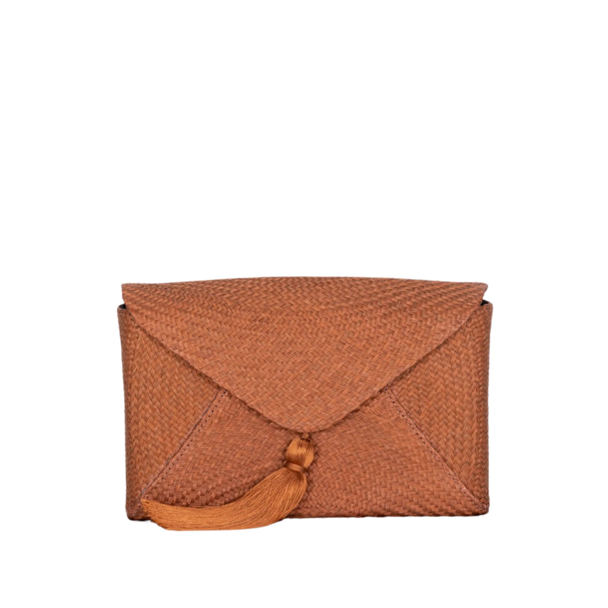Cassia Straw Clutch Bag in Brown