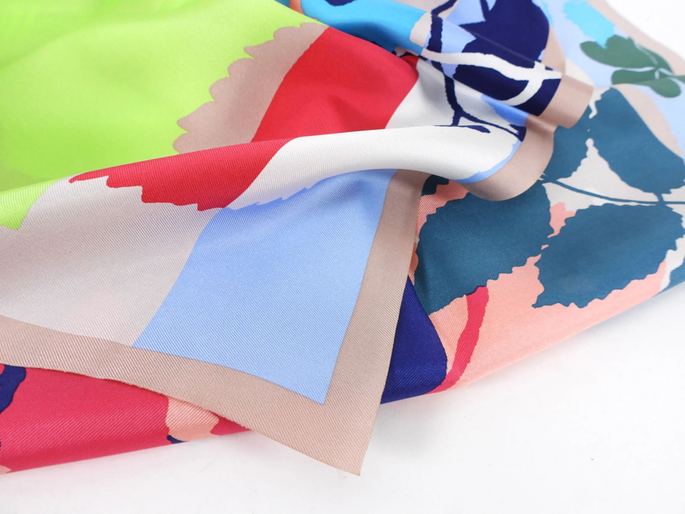 Christian Dior Silk Color Block Drawing Silk Scarf