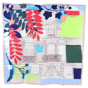 Christian Dior Silk Color Block Drawing Silk Scarf