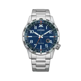 Citizen - BM7550-87L Mens Stainless Eco-Drive Aviator Style Watch