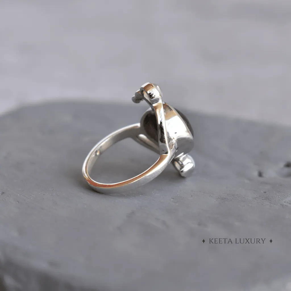Cosmic Duet - Moonstone & Labradorite Ring