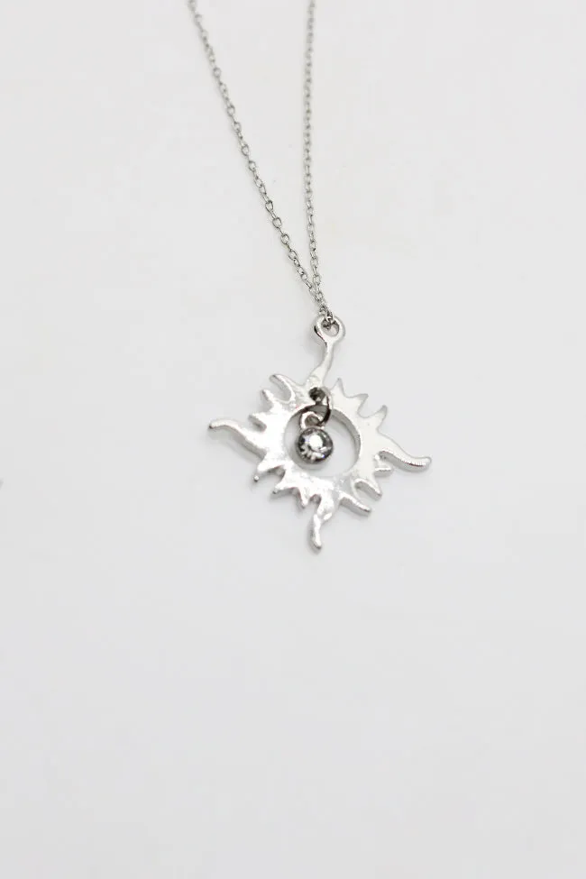 Crystal Sun Silver Necklace