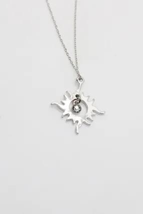 Crystal Sun Silver Necklace