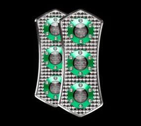 Diamond Tail Light Chrome ring Green Harley Lights