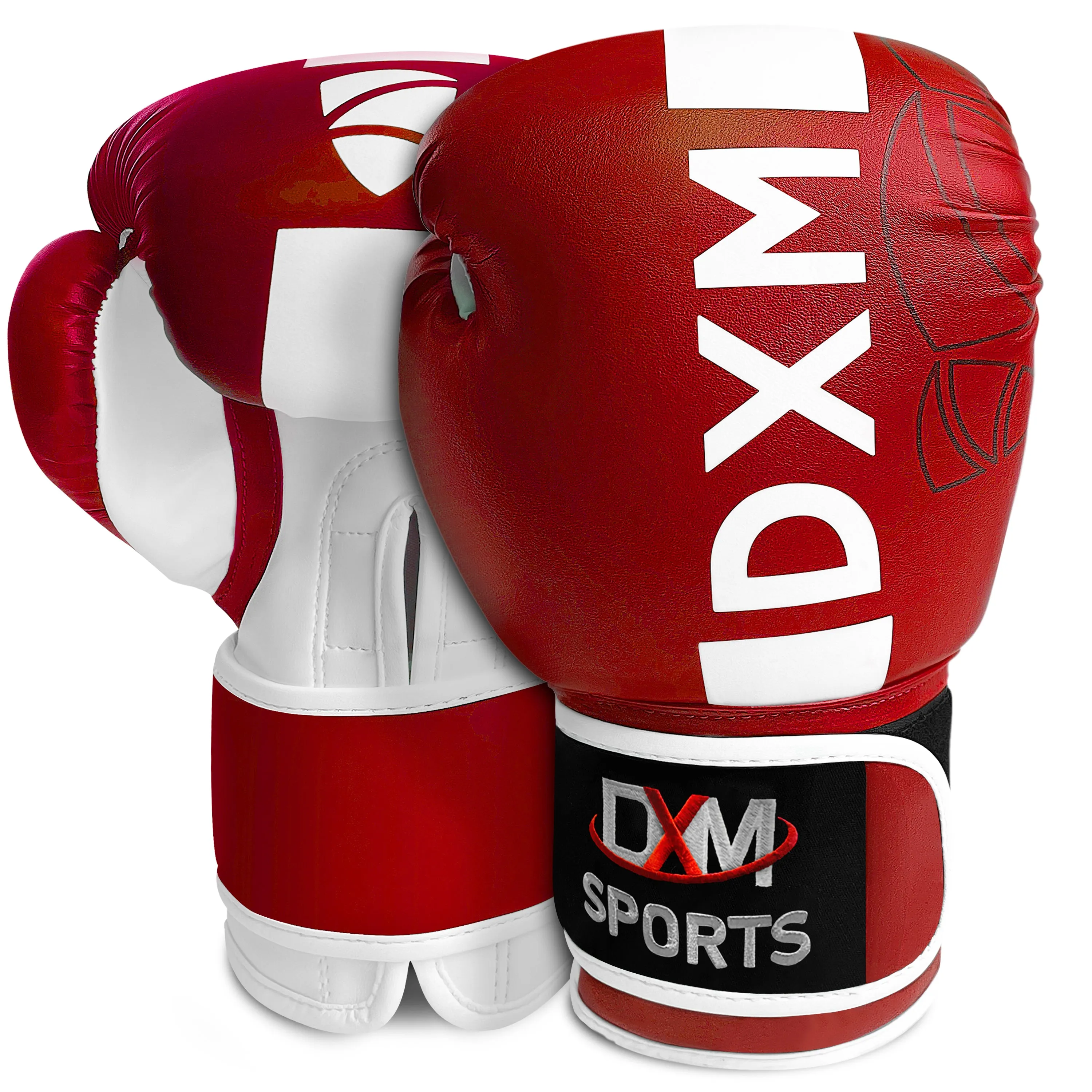DXM Premium Boxing Gloves for Men & Women - Red & White