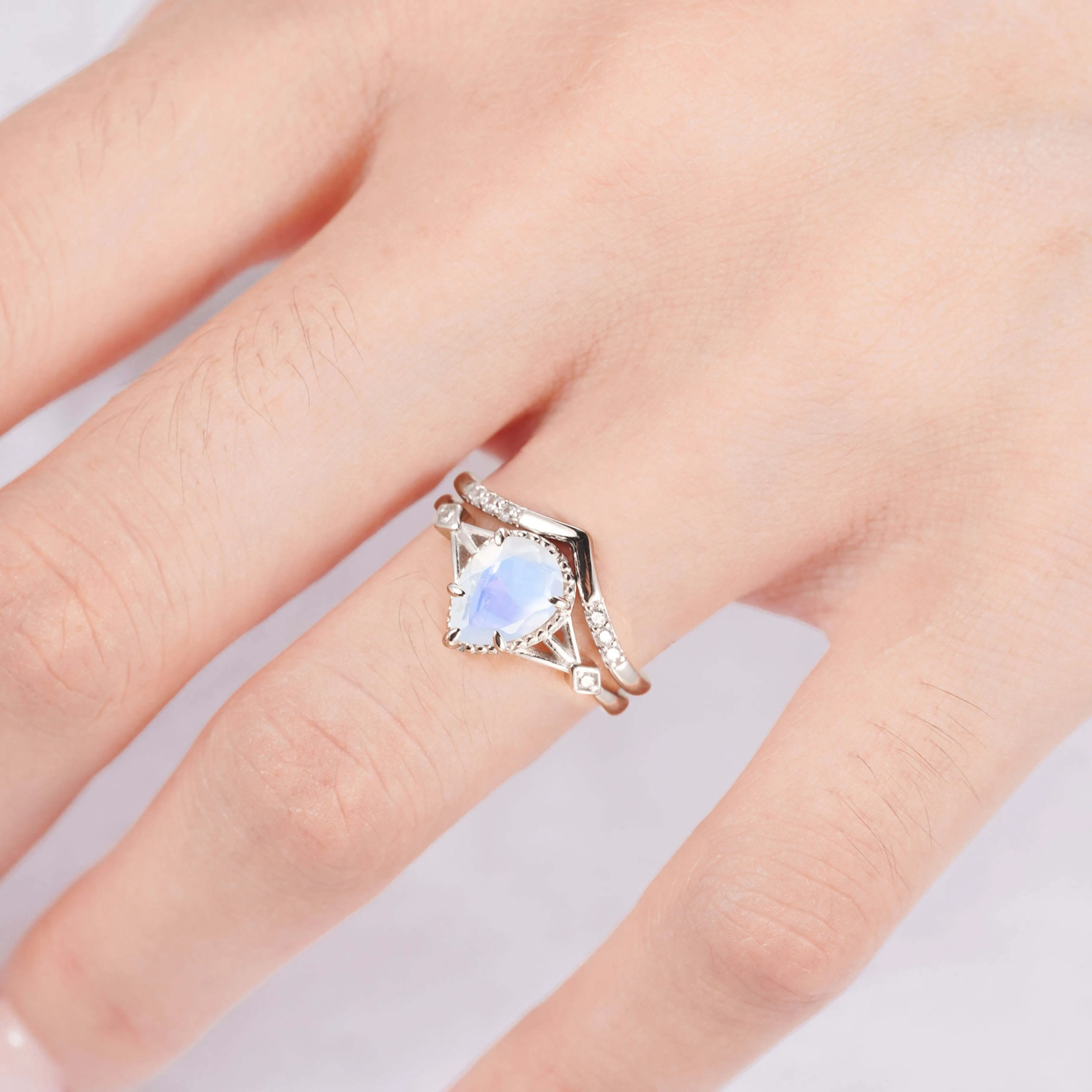 Emily Moonstone Ring Set