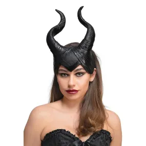 Fantasy Horns Black Demon Queen Witch Gothic Satan Fancy Dress