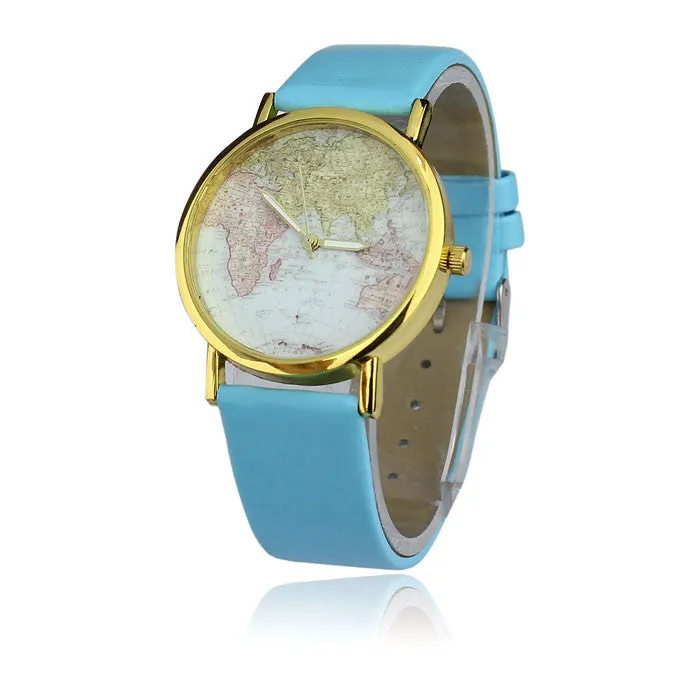 Fashion watch Women's Watch World Map Pattern PU Band