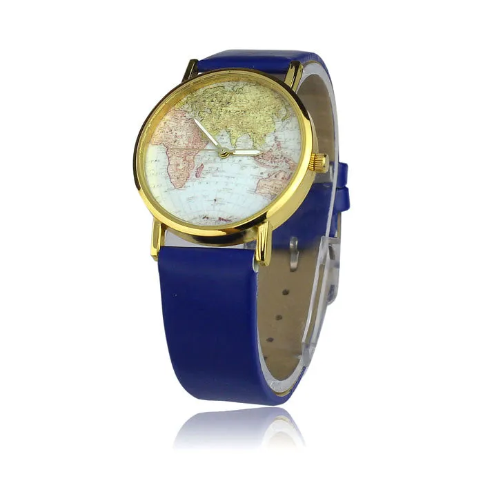 Fashion watch Women's Watch World Map Pattern PU Band