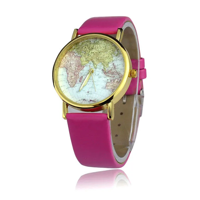 Fashion watch Women's Watch World Map Pattern PU Band