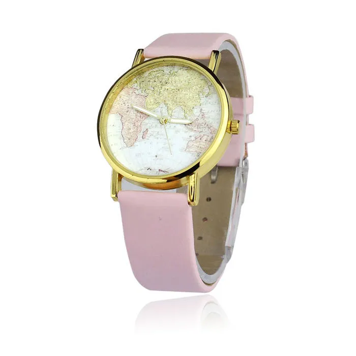 Fashion watch Women's Watch World Map Pattern PU Band