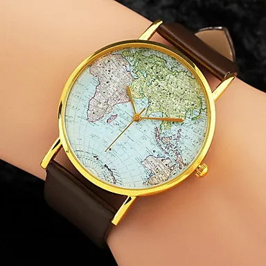 Fashion watch Women's Watch World Map Pattern PU Band