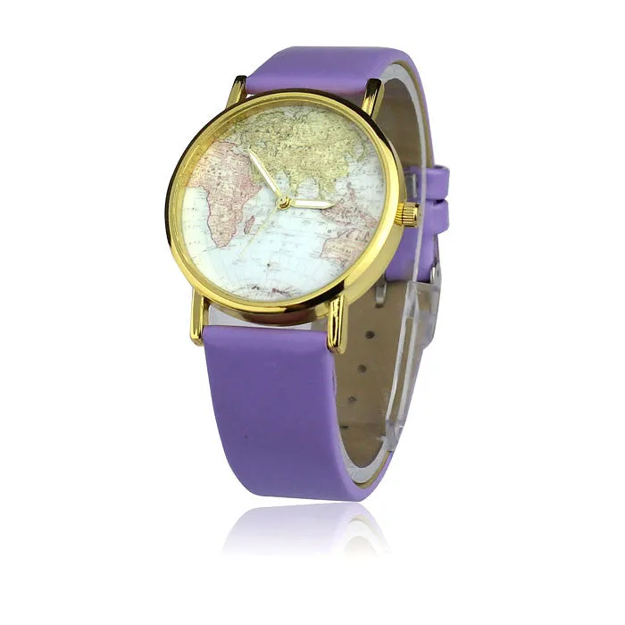 Fashion watch Women's Watch World Map Pattern PU Band
