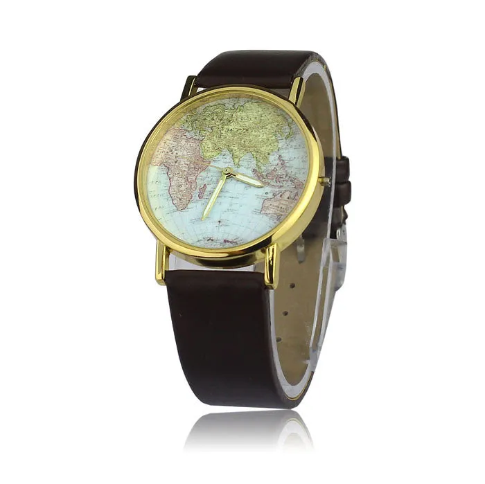Fashion watch Women's Watch World Map Pattern PU Band