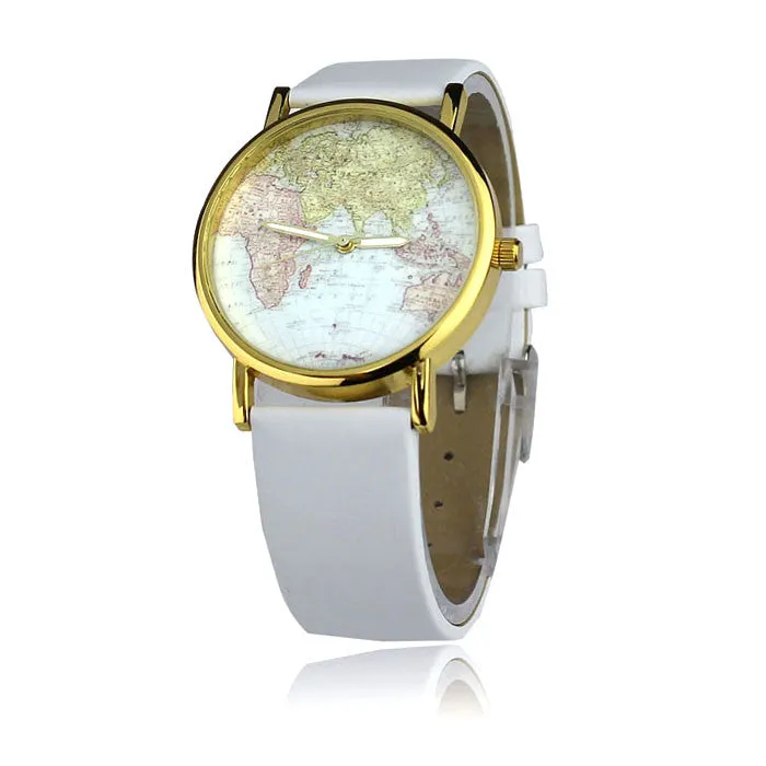 Fashion watch Women's Watch World Map Pattern PU Band