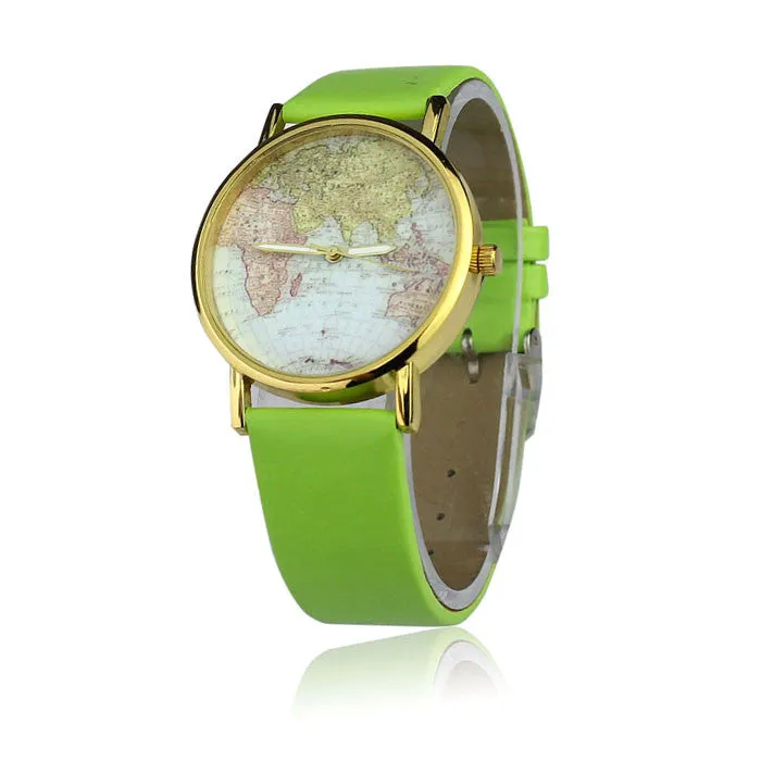 Fashion watch Women's Watch World Map Pattern PU Band