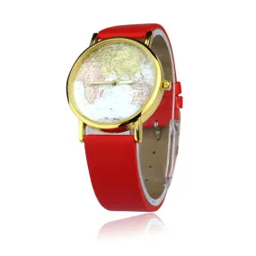 Fashion watch Women's Watch World Map Pattern PU Band