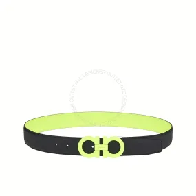 Ferragamo Black/Yellow Reversible Adjustable belt