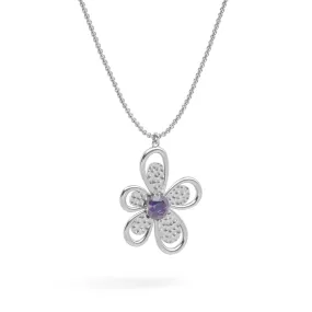 Flower Gemstone Pendant Necklace