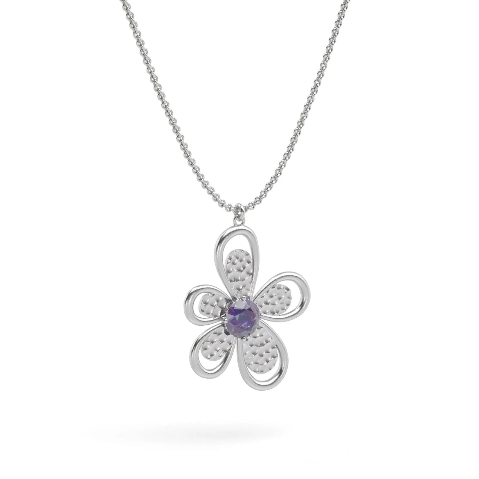 Flower Gemstone Pendant Necklace