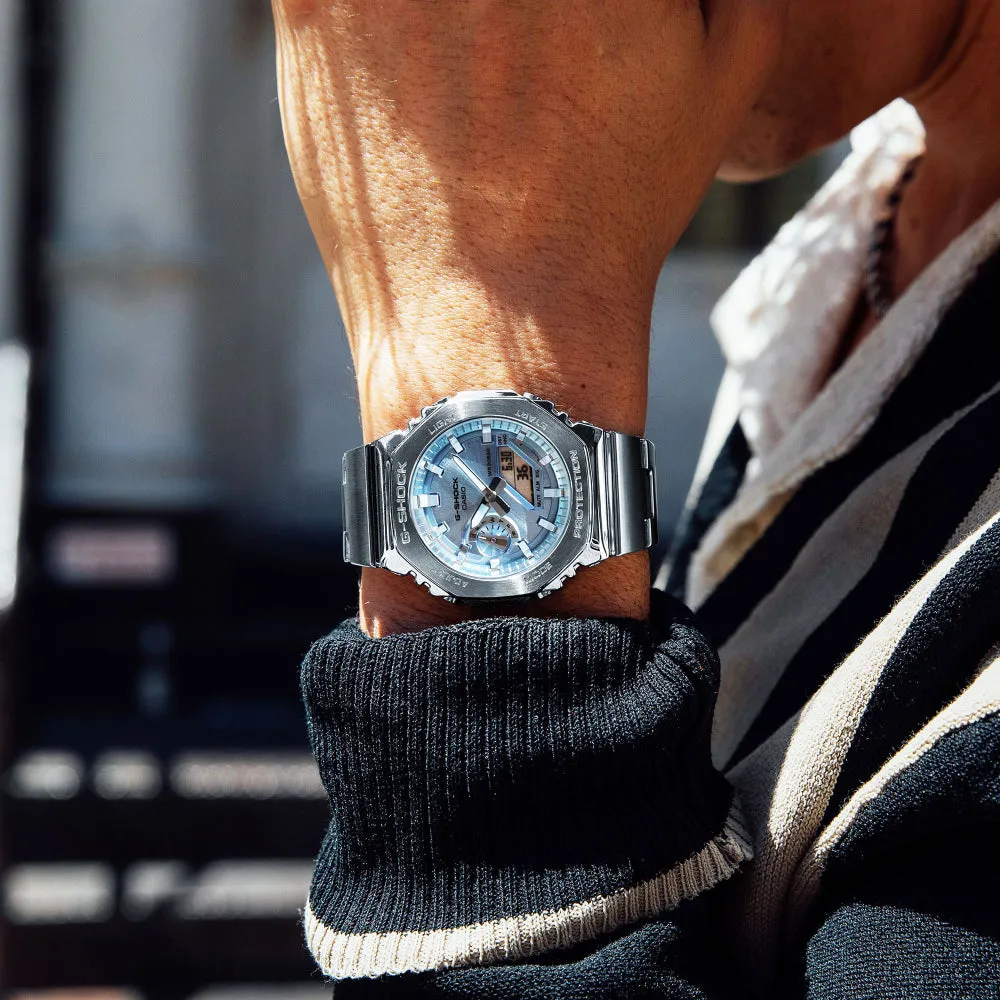 G-Shock G-Steel 2100 Series Silver Tone Watch - Blue Dial