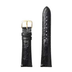 Gent's 15mm Genuine Crocodile Leather Watch Band - Black