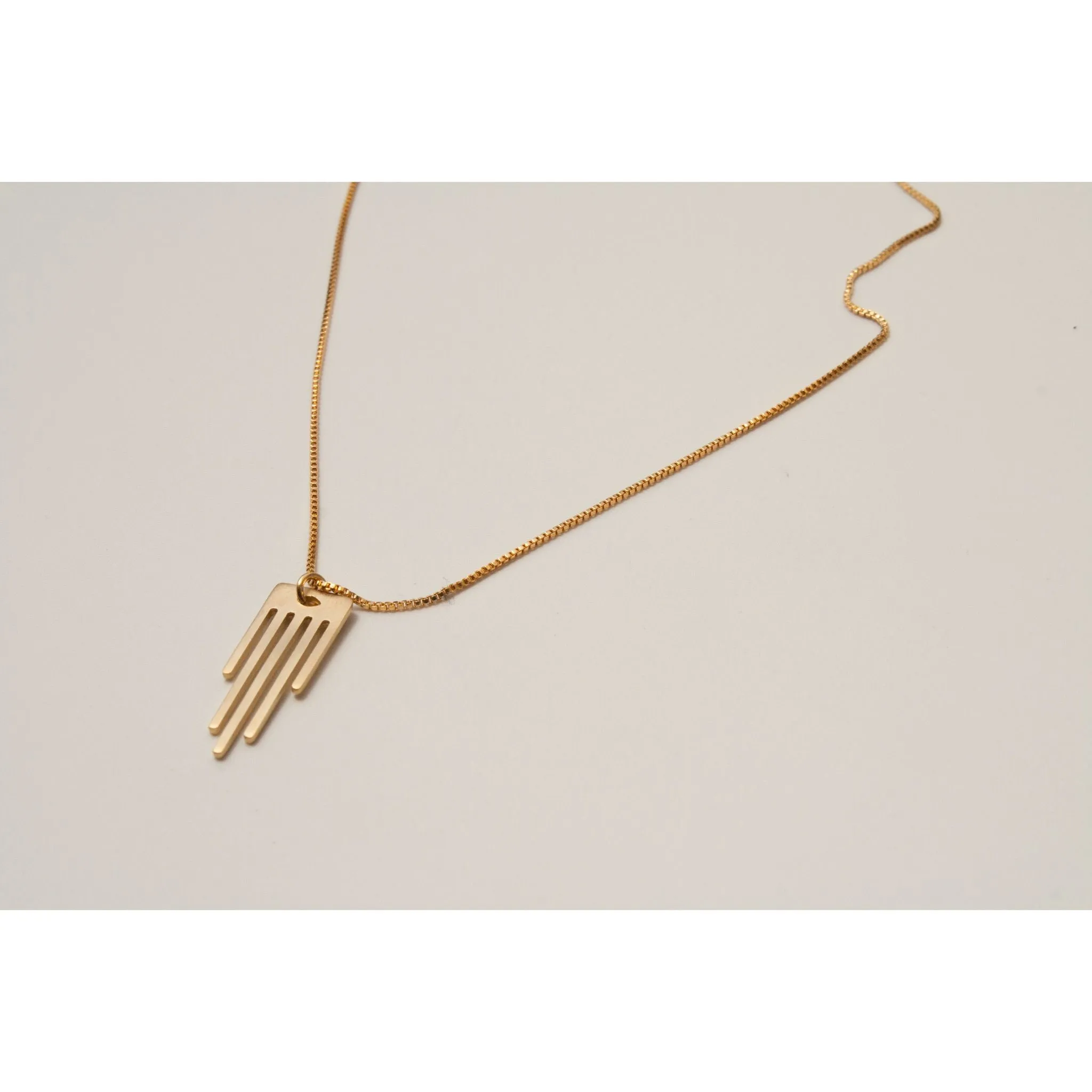 Gold Minimalist Hamsa and Chain Necklace by Kerem