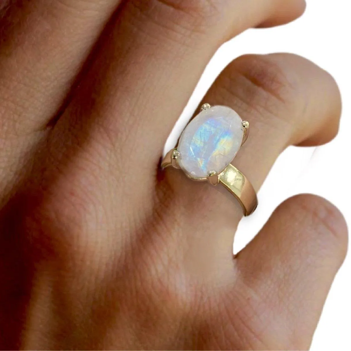 Gold Moonstone Ring- Laihas Evening Crystal Moonstone Ring
