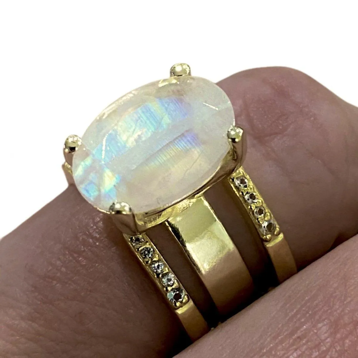 Gold Moonstone Ring- Laihas Evening Crystal Moonstone Ring