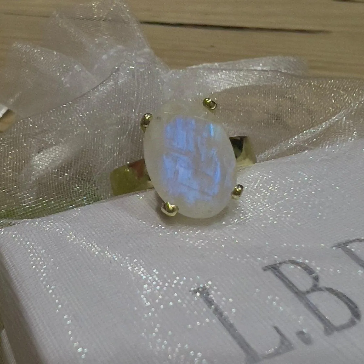 Gold Moonstone Ring- Laihas Evening Crystal Moonstone Ring