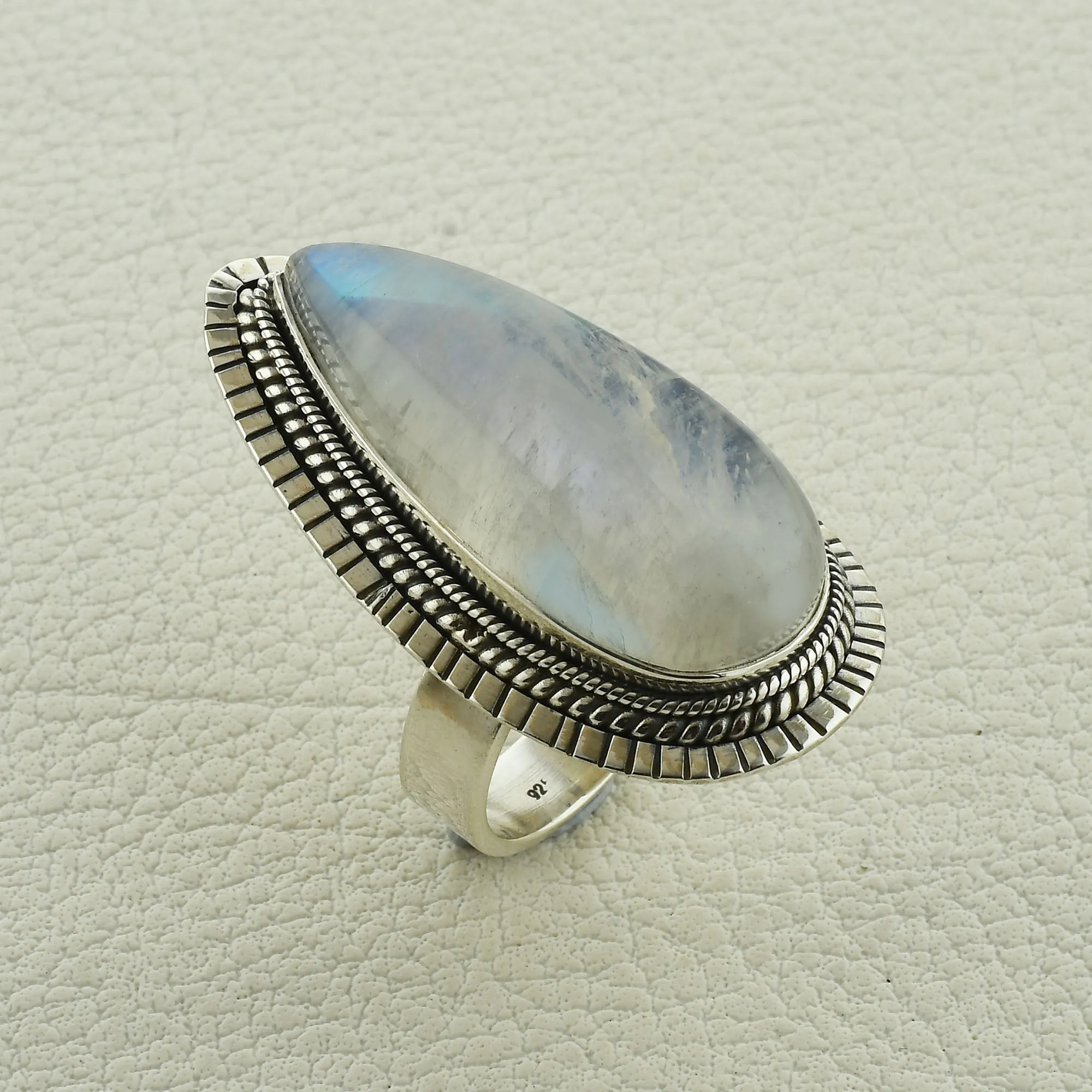 Gorgeous Blue Rainbow Moonstone Ring
