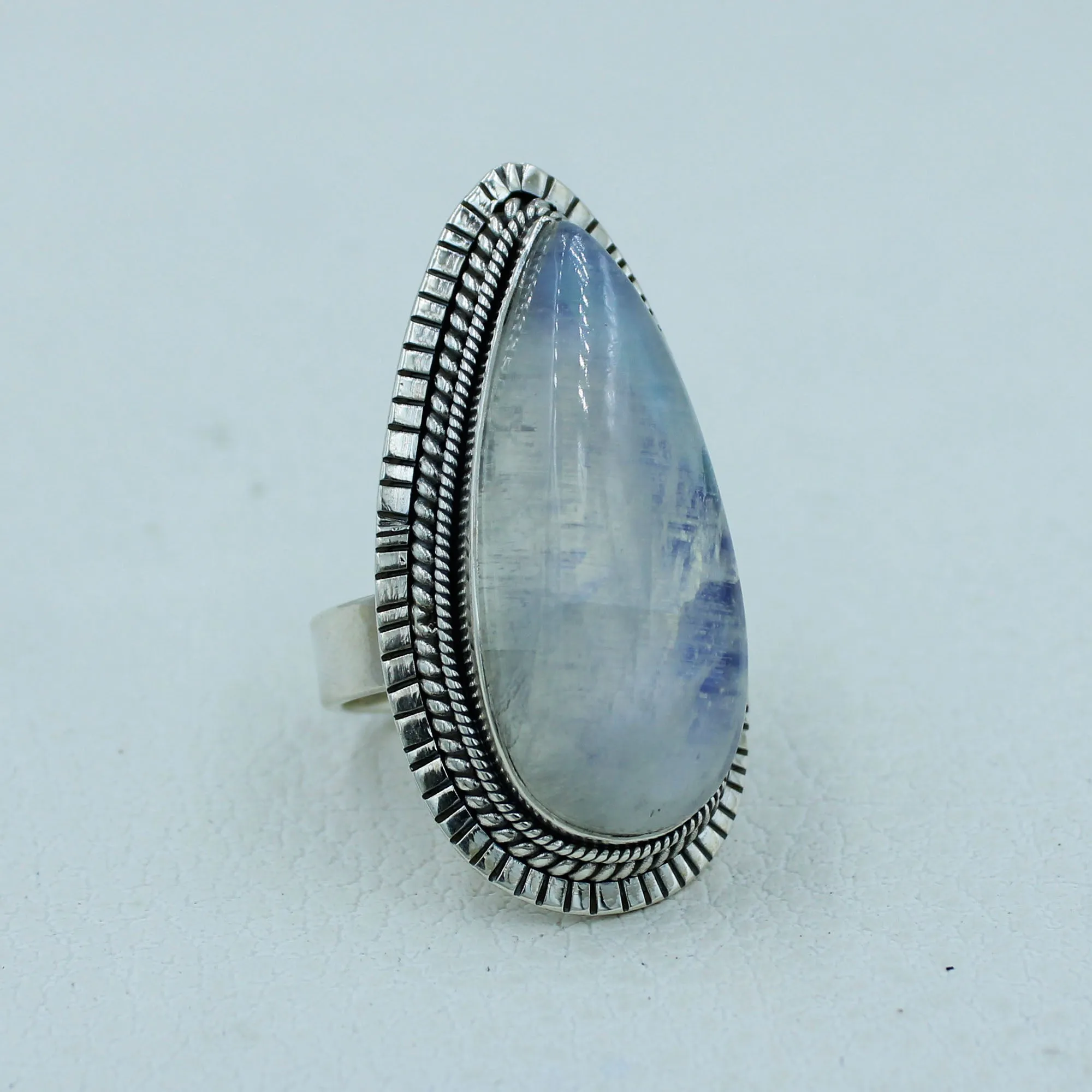Gorgeous Blue Rainbow Moonstone Ring
