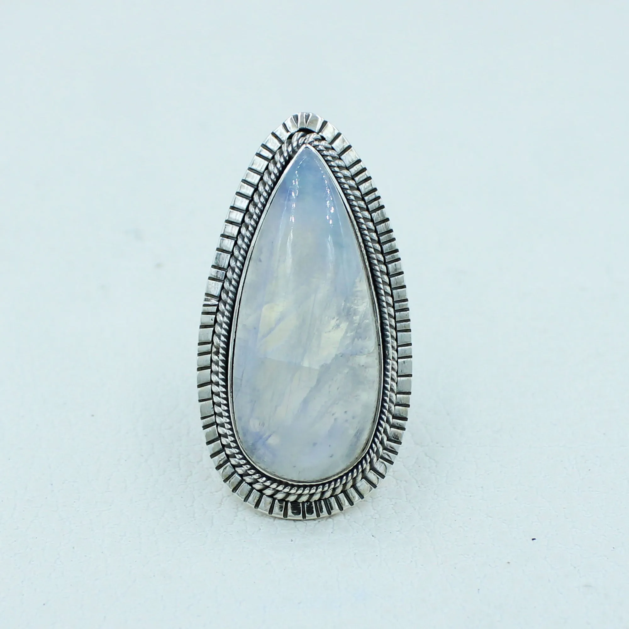 Gorgeous Blue Rainbow Moonstone Ring