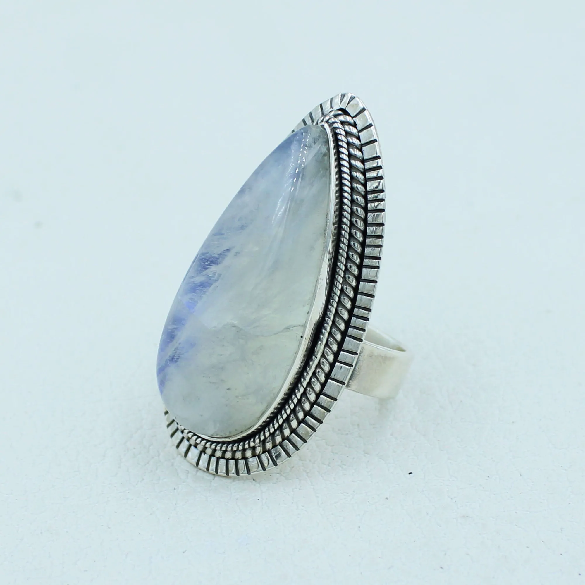 Gorgeous Blue Rainbow Moonstone Ring