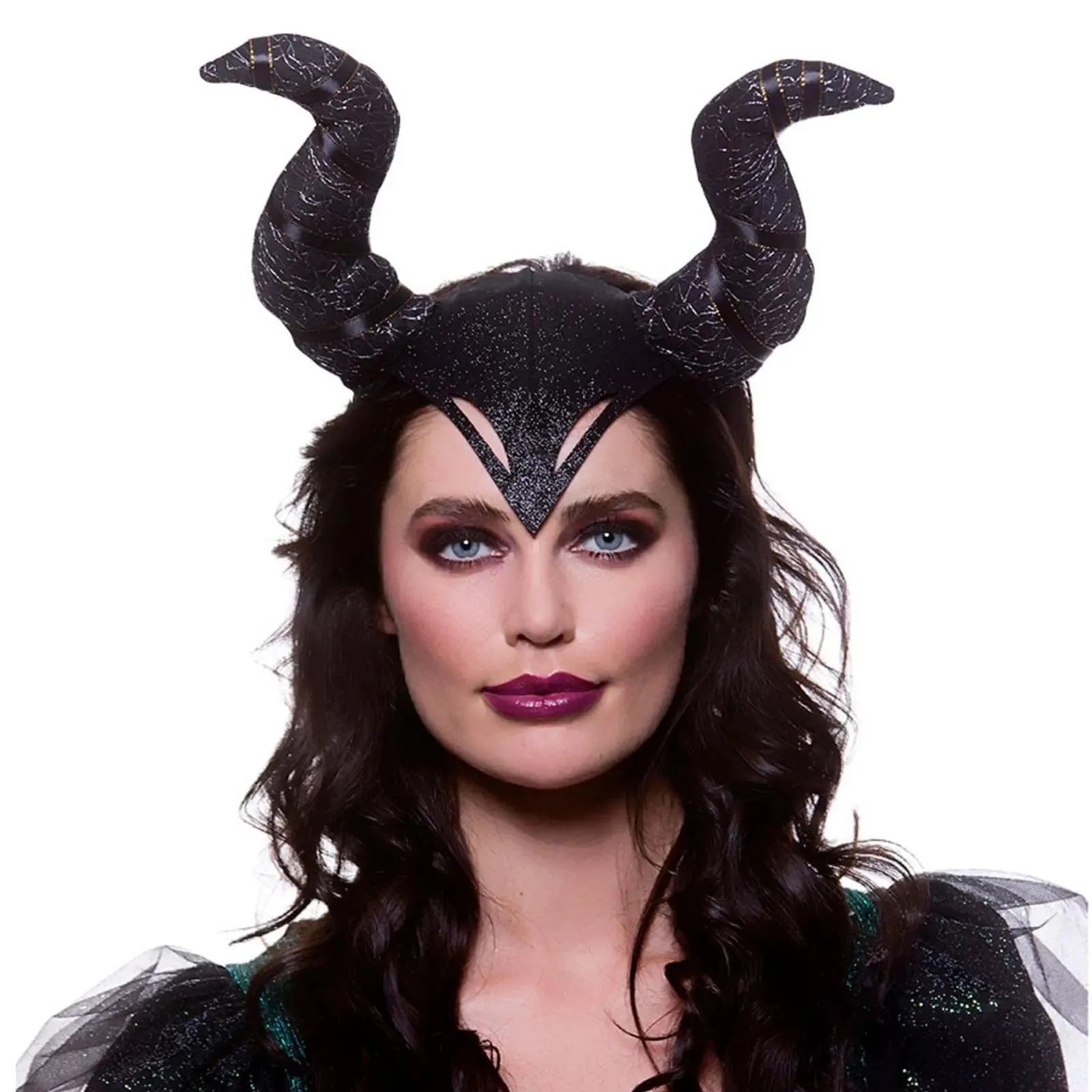 Gothic Horns Black Headband Evil Queen Devil Fancy Dress