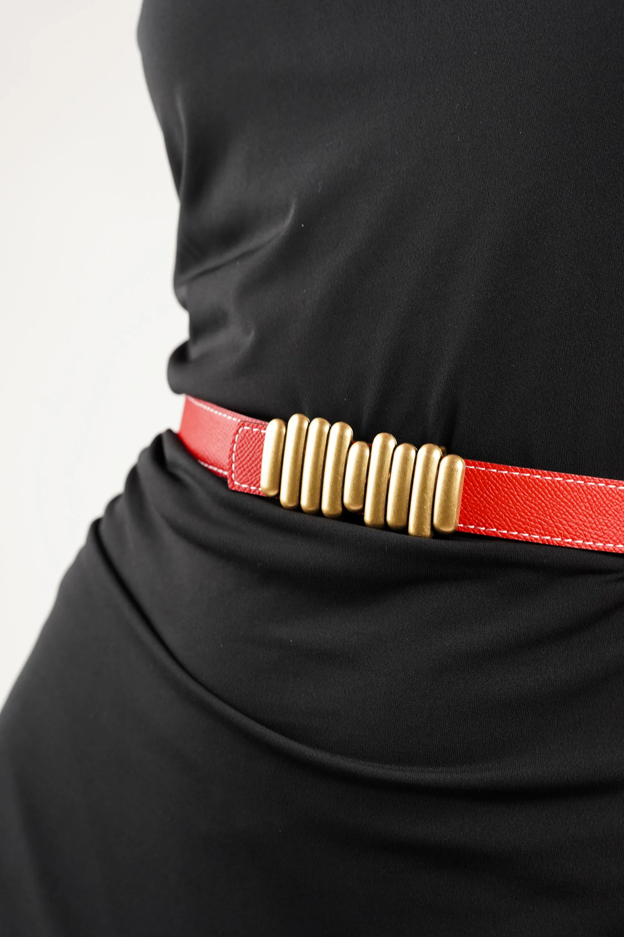 Green & Red Bar Buckle Reversible Belt
