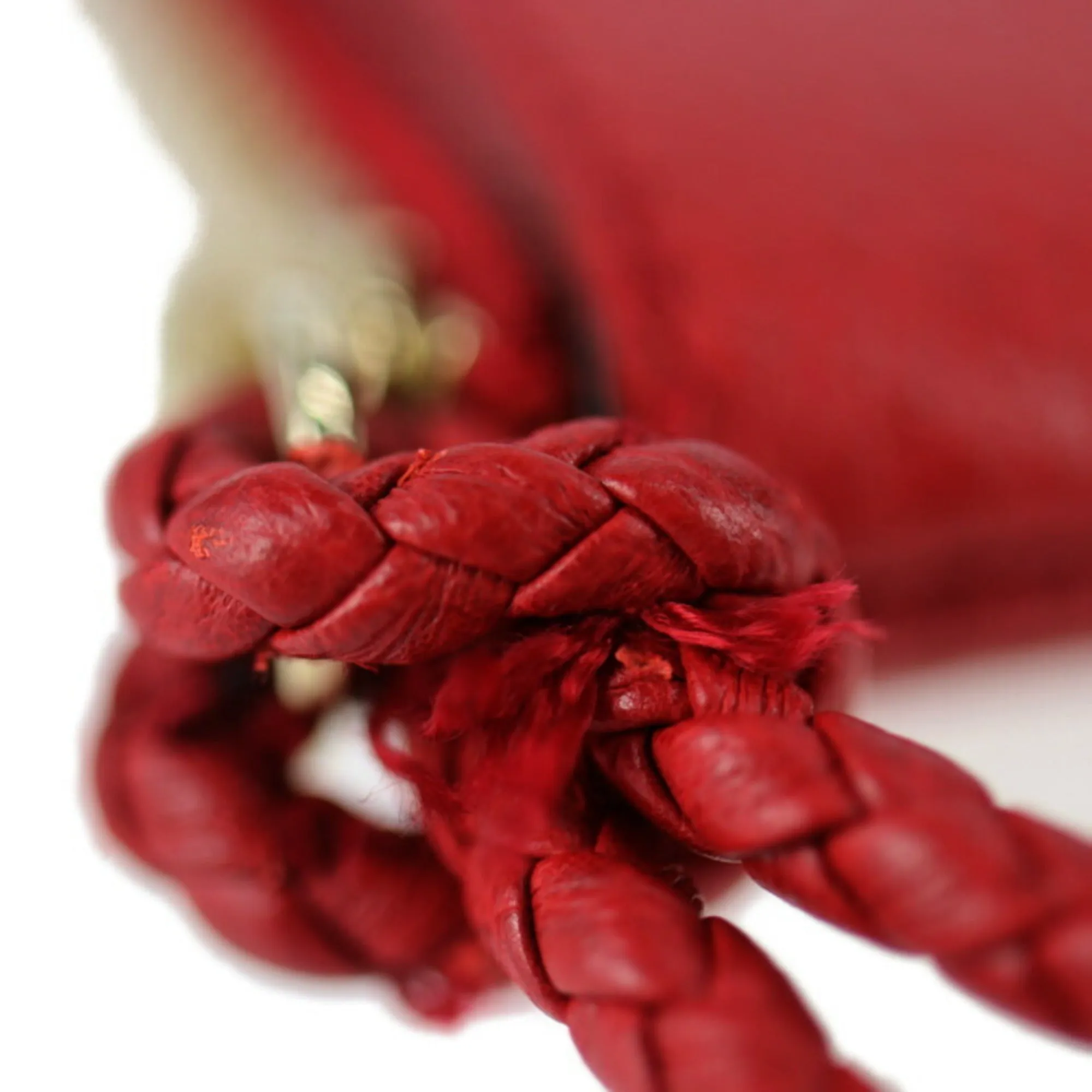 Gucci Bamboo Clutch Bag 449652 Leather Red Tassel Second