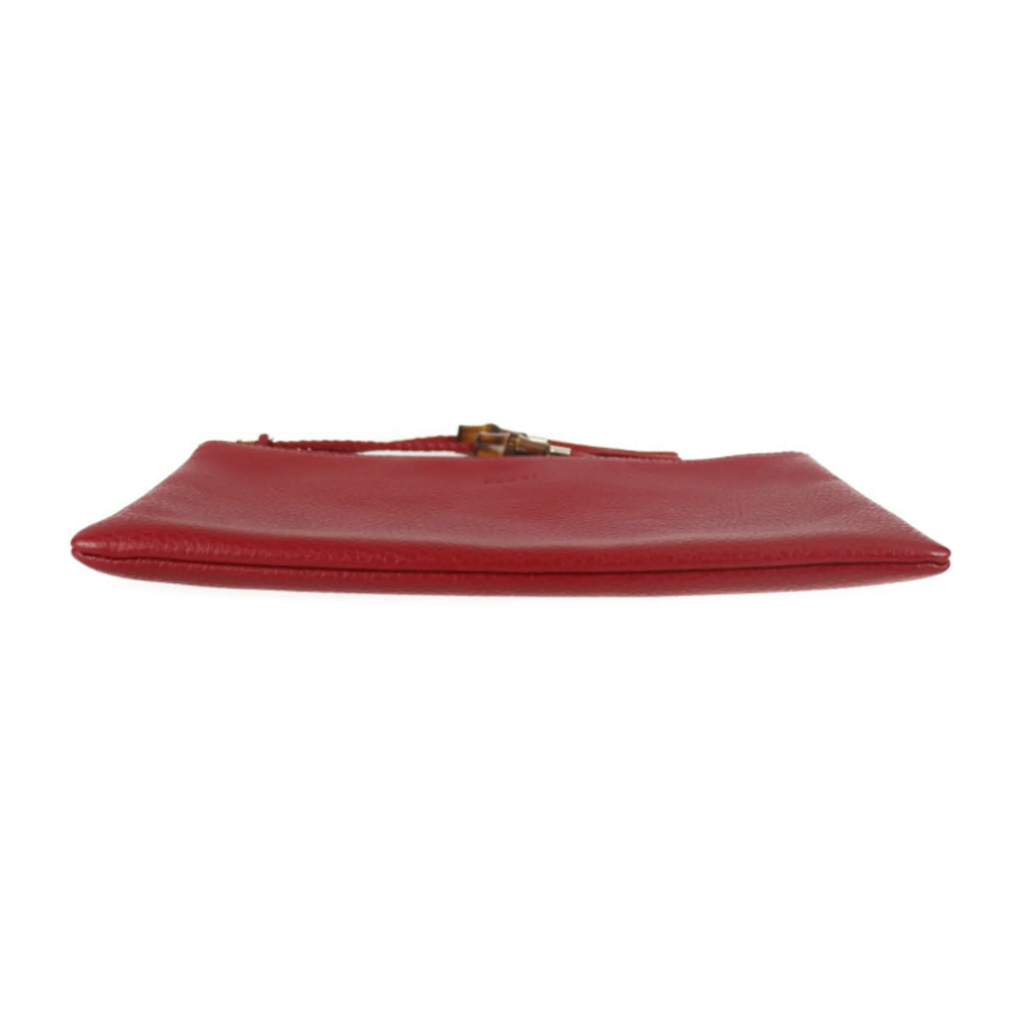 Gucci Bamboo Clutch Bag 449652 Leather Red Tassel Second